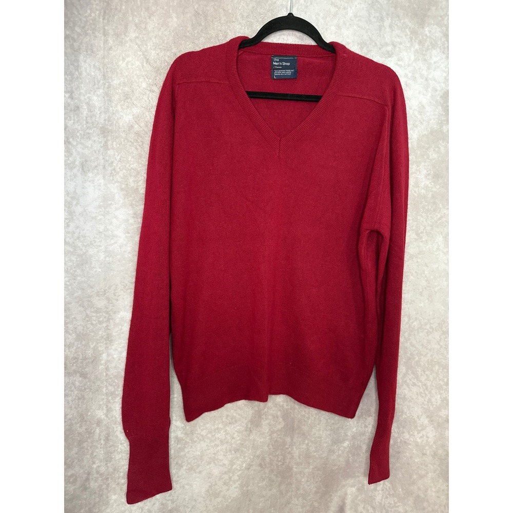 Vintage 80's The Men's Shop JCPenney‎ V Neck Long Sleeve Sweater Size L Maroon
